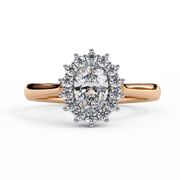 Oval Cut Moissanite Engagement Ring With Starburst Halo